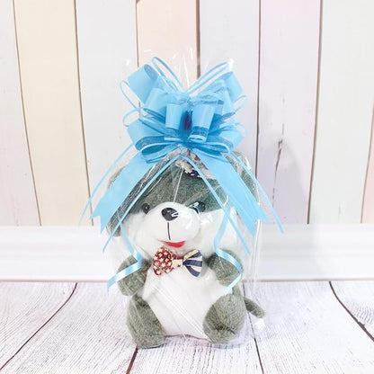 WEWILUCK Gift Wrap Bows Big, Blue Bow for Gift Baskets, Flower Bouquet, Paper, Pull Bows for Gift Wrapping, Gift Bag, Box, Baby Showers, Hanukkah(6 inches, 15PCS)