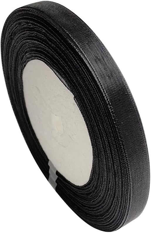 Chenkou Craft Solid Organza Ribbon 1/2" Black 1 Roll 50 Yards Craft Bow Party Decoration Packing Ribbons (Black, 1/2"(12mm))