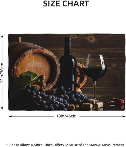 Red Wine Linen Placemats Set of 4 Vintage Wooden Wine Barrels Modern Art Placemat Indoor Outdoor Party Home Desktop Kitchen Dining Room Decoration 12x18 Inch