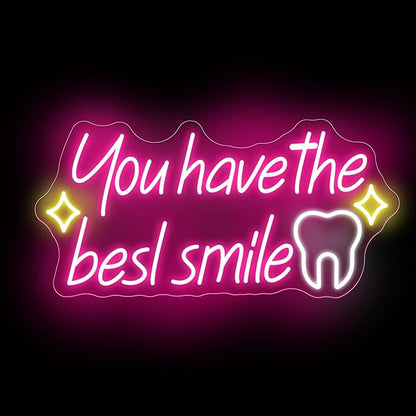 You have the best smile Neon sign, Wall Decor Dimmable Smile Neon Light Business Logo Sign, Dental clinic sign dental neon light, tooth dental care sign, Tooth & Brush Wall Art, Bathroom Wall Decor