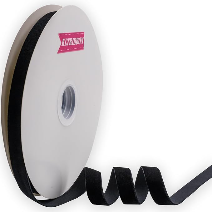 Nylon Black Velvet Ribbon Single Face,5/8 Inch X 25Yards Spool