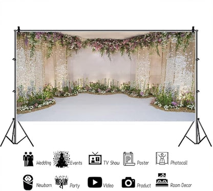 AOFOTO 20x10ft Arch for Wedding Ceremony Backdrop Interior Romantic Flower Canopy Archway Banner Photography Background Bride Girlfriend Lovers Fiancee Nuptial Decoration Studio Props Vinyl Wallpaper