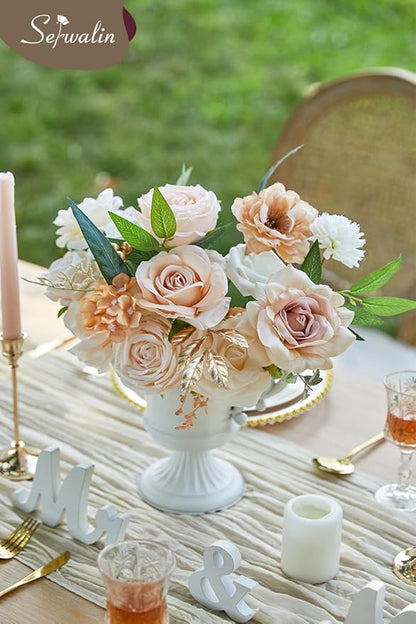 Serwalin Artificial Flowers Boho Champagne Flowers Fake Wedding Flowers Cake Flowers for DIY Wedding Bouquets Bridal Shower Centerpieces Floral Arrangements Party Decor