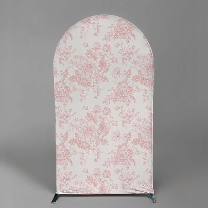 Arch Backdrop Cover Baby in Bloom Baby Shower Arch Stand Spandex Fabric Cover Blue Flowers Floral Pink Bows Girls Birthday Party Baptism Decorations (2.2X5ft,G-4032)