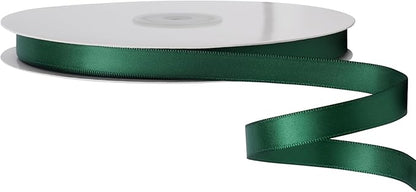LIUYAXI Forest Green Satin Ribbon, Double Faced 5/8" X Continuous 25 Yards Ribbons Perfect for Gift Wrapping Bows Bouquet Wedding Craft and More