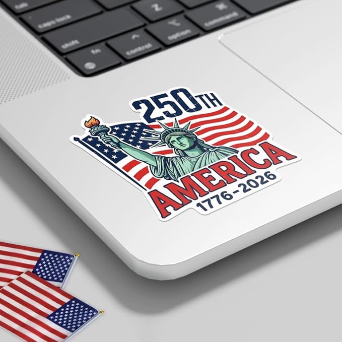 HANDICHI Design 5 Pack 4 Inch America 250th Anniversary Stickers (1776–2026), Patriotic Statue of Liberty & USA Flag Vinyl Decals