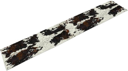 Cow Print Table Runner, Black White Cowhide Print Western Style Table Runner Country Farmhouse Cottage Cow Patten Table Decoration for Home Kitchen Dining, 13x120 Inch