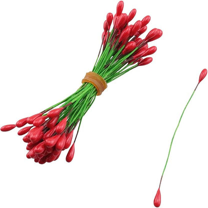 TAODAN 100PCS Length 80mm Artificial Circular Pistil Handmade DIY Bouquet Materials with Wire Suitable for Wedding Gifts Greeting Card Photo Albums Decorative Items