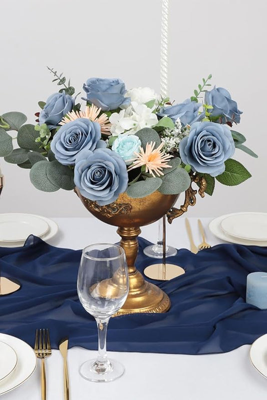 50pcs Roses Artificial Flowers Dusty Blue Silk Roses with Long Stems Fake Flowers for Wedding Bouquet Centerpices Decorations Party Bridal Baby Shower Home Decor