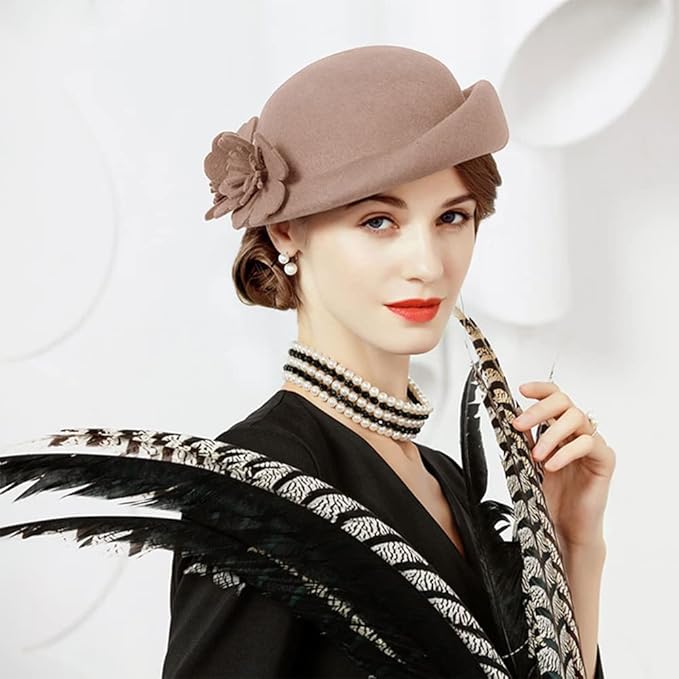 Women Wool Felt Ribbon French Fashion Vintage Millinery Beret Hats Top Cap Ladies Party Wedding Fedoras Chapeau