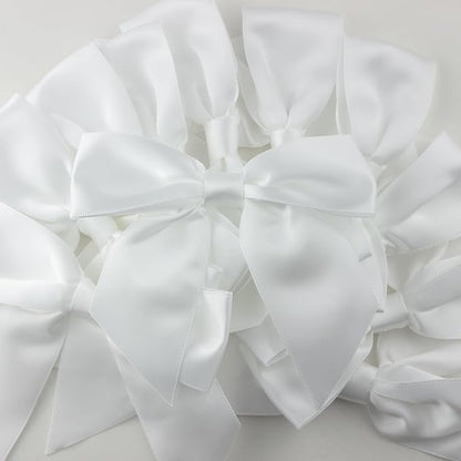 7Rainbows 20pcs Boutique 4.5" White Satin Ribbon Bows for Craft Sewing Scrapbooking Wedding and Gift Wrapping