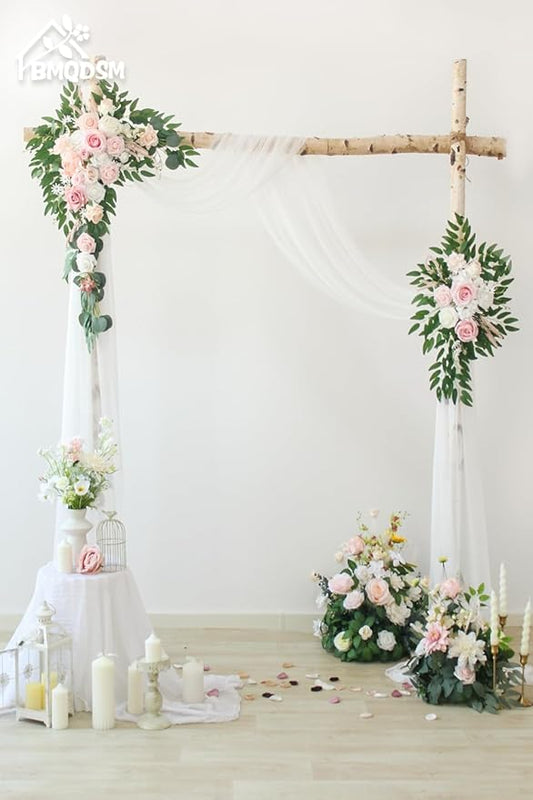 Artificial Flowers Wedding Arch Decor Arch Flowers (Set of 2) for Wedding Welcome Sign and Backdrop Decoration (Light Pink)