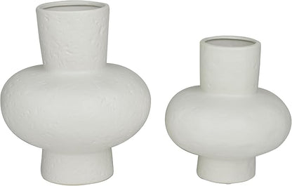 CosmoLiving by Cosmopolitan Ceramic Decorative Vase Gourd Style Centerpiece Vases, Set of 2 Flower Vases for Home Decoration 9", 11"H, White