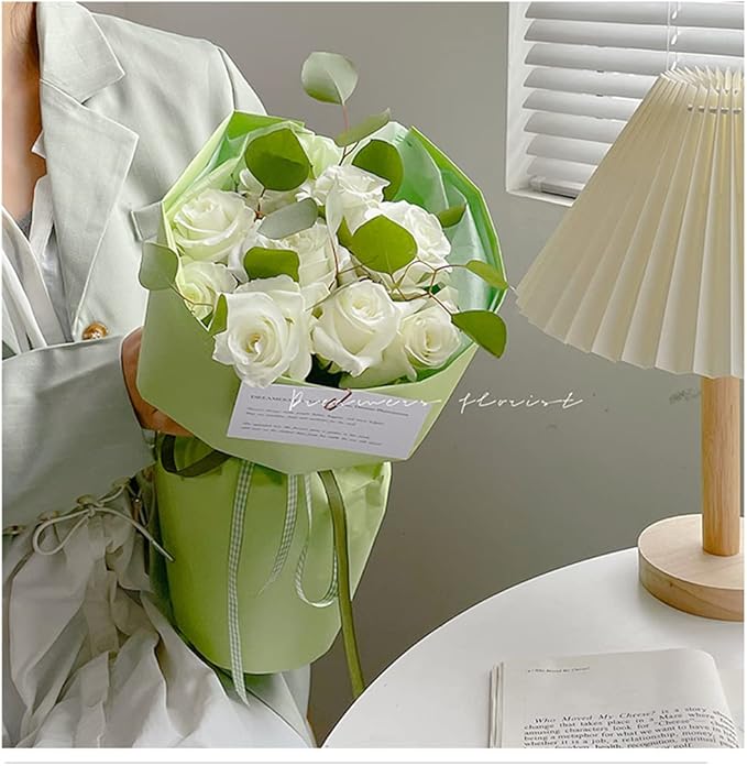 Dark Green Flower Wrapping Kraft Paper Christma Gift Wrapping Paper Rolls, Waterproof Floral Bouquet Wraps for Wedding, Holiday 23.23 x 288 inches