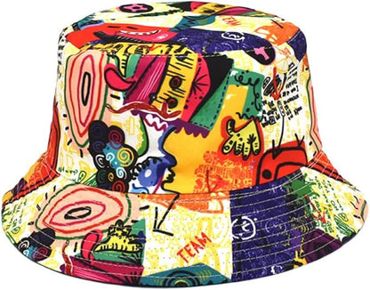 Quanhaigou Bucket Hat for Men Women,Packable Reversible Printed Sun Hats,Fisherman Outdoor Summer Travel Hiking Beach Caps
