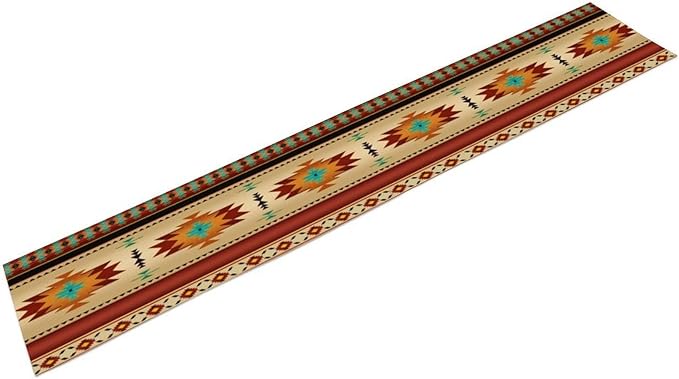 Aztec Southwest Table Runner, Ethnic Style Geometric Triditional Kitchen Table Runners Table Setting Decor for Garden Farmhouse Wedding Party Holiday Dinner Home, 13x108 Inch