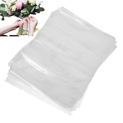 50Pcs Flower Bags, 9.8x5.9in Bouquet Water-retaining Bag, PE Bouquet Flower Water, Transparent -retaining, Rose Packaging for Arrangement
