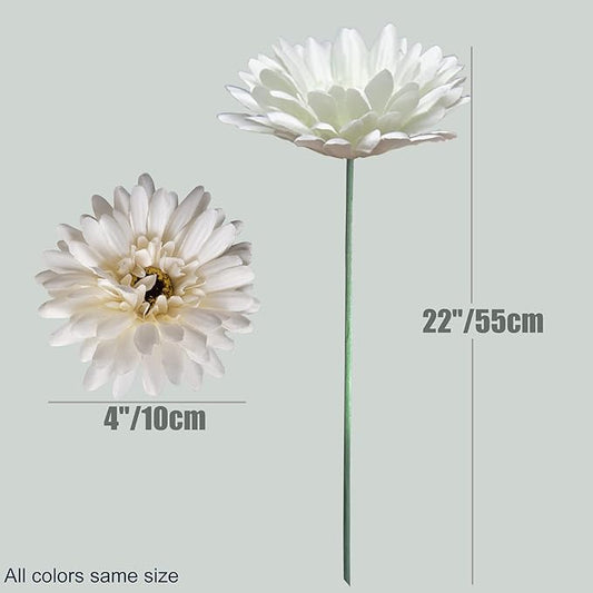 12pcs Artificial Gerbera Daisies,22 Inch Long Stem Silk Daisy Flowers,Realistic Artificial Flower Mums for Home Décor Centerpiece Wreath Supplies Wedding Bouquet,Snow White
