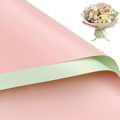 WRAPAHOLIC 20 Sheets Flower Wrapping Paper - 22.4 x 22.4 inch Meat Pink Color Water-Resistant Floral Bouquet Wrapping Paper, Florist Supplies Packaging for Wedding Birthday Gift DIY