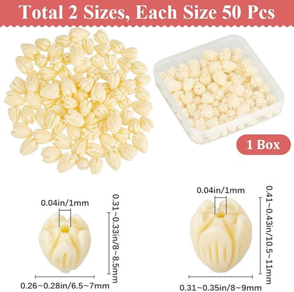 1 Box 100pcs Artificial Coral Beads White Flower Beads Large Synthetic Corals Flowers Floral Shaped Shell Jasmine Bead Bulk for Jewelry Making Women Wedding Party Crafting DIY Accessories