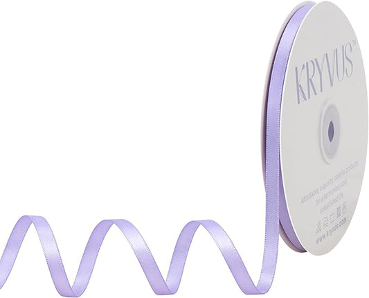 Premium Double Faced Satin Lavender Ribbon, 1/4 Inch X 50 Yards, Polyester, Wedding, Birthday, Holidays, Purple Lavender