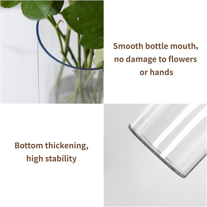 Clear Flower Vase, Non-breakable Vases, 5" W x 16" H, Acrylic Vase, Aesthetic Room Decor Cylindrical Modern Flower Vases for Table Centerpiece, Home Decor, Women Floral Arrangement Gift
