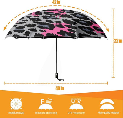 Small Compact Travel Automatic Folding Umbrella for Women, Portable Lightweight, Rain, Wind, UV Sun Shade