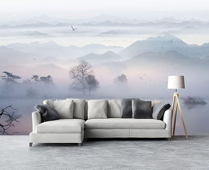 Misty Mountain Forest Wall Mural Wallpaper for Bedroom 178" x 117"