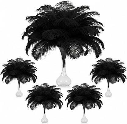 Lamar 100 Pcs Black Ostrich Feathers 14-16'' 12-14'' 10-12'' 8-10'' Bulk for Wedding Centerpieces, Event Decor, Floral Arrangement, Home Decor (Black)
