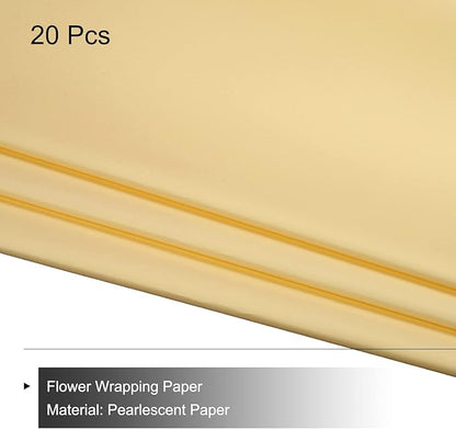 MECCANIXITY 20 Pcs Flower Wrapping Paper 22.8x22.8 Inch Waterproof Florists Wrapping Paper for Florist Bouquet Supplies, DIY Crafts, Gift/Gift Box Packaging Cream
