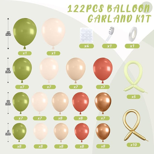 Fall Balloon Garland Arch Kit, Burnt Orange Green Sand Ivory White Metallic Champagne Gold Balloons Garland kit for Thanksgiving Autumn Fall Birthday Baby Shower Party Decorations