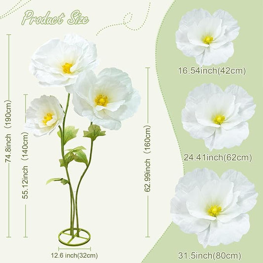 Large Artificial Paper Flowers Decoration, Giant Flower Wedding Holiday Party Anniversaries Bridal Showers Banquet Reception Ceremony Church Big Floral Decor Shop Window Display Creative Gift, White