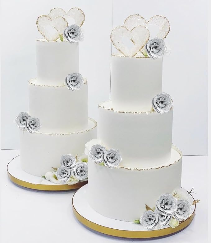 Glitter Roses Bouquet,30PCS Silver Roses Fake Roses Artificial Flowers for Wedding Bouquet Party Christmas Home Decor(Silver)