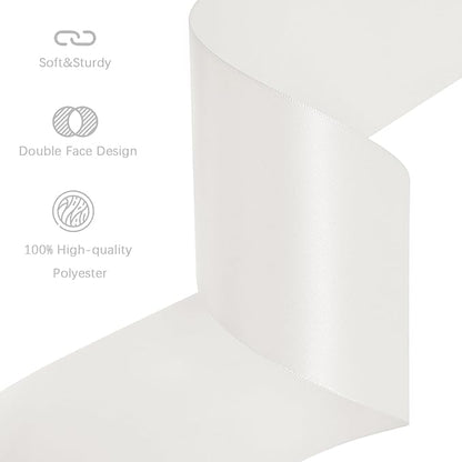 Off White Satin Ribbon 3 inch X 15 Yards Polyester Ribbon for Gift Wrapping Very Suitable for Weddings Party Hair Bow Invitation Decorations and More