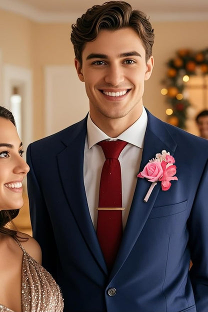 TINGE TIME Boutonniere for Men Wedding,Groom and Best Man Boutonniere for Wedding Ceremony Anniversary, Formal Dinner Party and Rustic Spring Wedding Marriage (10, HotPink)