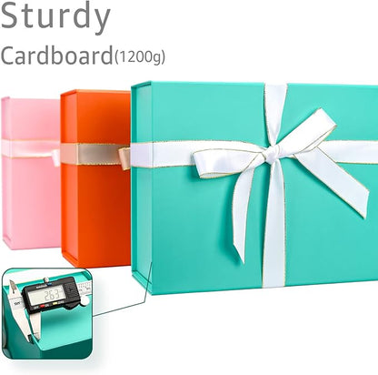LIFELUM Large Gift Boxes with Lids,5 Pack 13.85 x 8.35 x 4.45 inch Rectangle Collapsible Gift Boxes with Ribbon,Card,Shredded Paper Filler Christmas,Birthdays