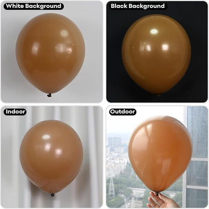 Togvu Brown Balloons Different Sizes, 123 Packs Boho Brown Balloons, Pack of 18 12 10 5 Inch Neutral Tan Brown Balloons Garland Arch Kit for Birthday Baby Shower Bear Theme Party Decoration, Khaki