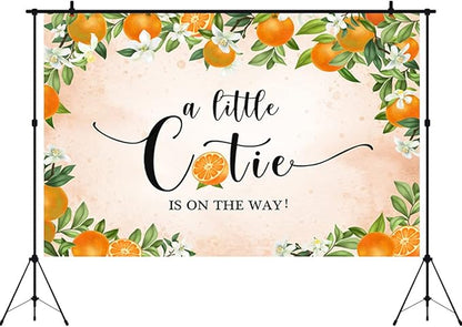Aperturee 5x3ft Little Cutie Baby Shower Backdrop Tangerine Citrus Organge Flowers Floral a Little Cutie is on The Way Photography Background Pink Party Decoration Banner Supplies Photo Booth Studio