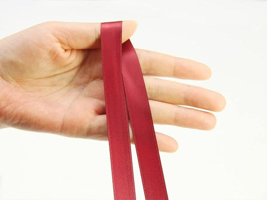 Maroon Double Faced Satin Ribbon 5/8 inch Flower Boutique Gift Wrapping Ribbon 15mm 100yards Continuous Fabric Silk Bow Ribbon for Christmas-DIY Crafts Hair Headband-Sewing-Wedding Decoration