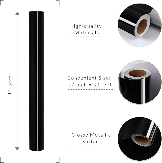 LaRibbons Black Metallic Wrapping Paper, 17 Inch X 33 Feet Premium Foil Gift Wrap for Christmas, Holiday, Wedding, Birthday & Celebration Gifts