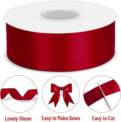 KINGLAKE Red Satin Ribbon - 1 1/2'' x 100 Yards Polyester Red Ribbon for Gift Wrapping, Wedding, Party Decoration, DIY Crafts, Floral Bouquets and Wreath Bows