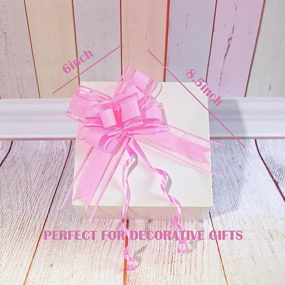 WEWILUCK Pink Pull Bows for Presents - 15PCS 6 Inch Gift Bows for Gift Baskets, Flower Paper Wrapping, Ideal for Women, Party, Valentines Day, and More