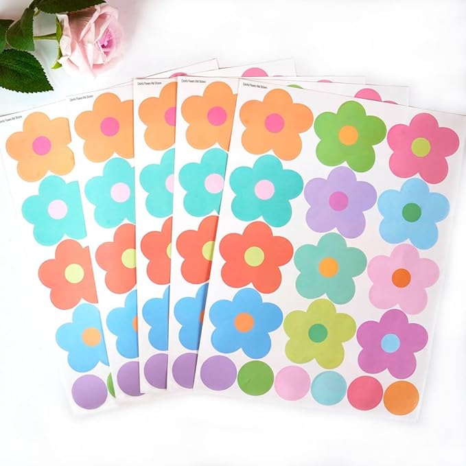Daisy Flowers Wall Stickers – 180 Pcs Peel & Stick Removable Waterproof Vinyl Floral Decals for Bedroom, Nursery & Cozy Corners | A Simple Peel Turns Walls into a Spring Bloom Retreat (Colorful)