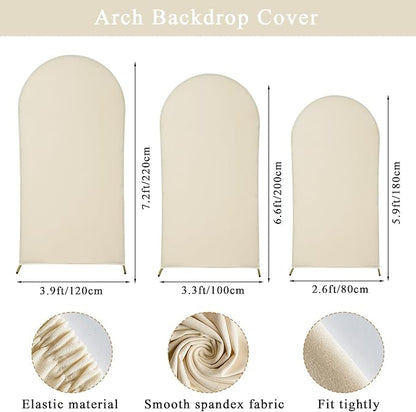 Wedding Arch Backdrop Stand Set of 3, (6, 6.6, 7.2) Metal Arch Backdrop Stand with Wedding Arch Cover, Wedding Balloon Arch Backdrop Stand for Birthday, Baby Shower, Anniversary