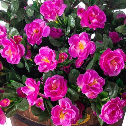 Ivydale Artificial Faux Outdoor Flowers Plants for Outside Fall Decoration, Fake Silk Fuchsia Camellia UV Resistant Realistic for Planter Porch Patio Balcony Garden Home, 3 Large Bundles