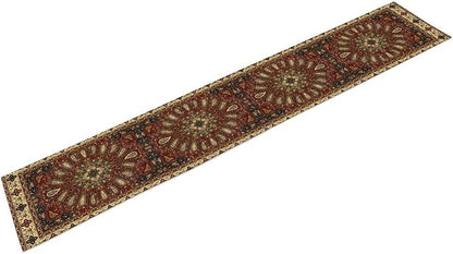 Boho Paisley Table Runner, Classic Traditional Red Gold Mandala Vintage Farmhouse Decor Table Runner for Kitchen Dining Festive Holiday Party Wedding Gathrting, 13x60 Inch