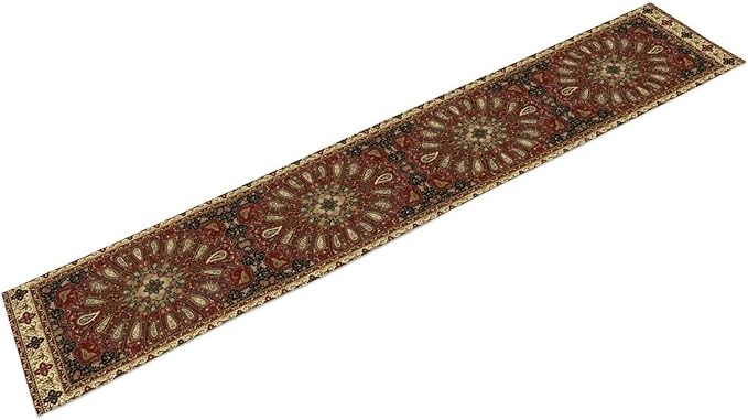 Boho Paisley Table Runner, Classic Traditional Red Gold Mandala Vintage Farmhouse Decor Table Runner for Kitchen Dining Festive Holiday Party Wedding Gathrting, 13x36 Inch