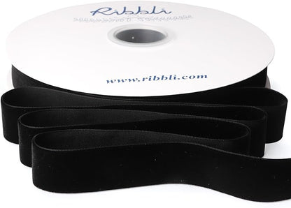 Ribbli Black Velvet Ribbon 1 Inches Continuous 25 Yard Spool Black Christmas Ribbon for Gift Wrapping Crafts Home Decor