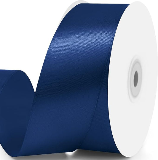 1-1/2" x 50 Yards Satin Ribbon - Navy Blue Silk Ribbon with Spool - Ideal for Gift Wrapping, Floral Bouquets, Crafts, Wedding Party Decorations, Christmas and Sewing Projects