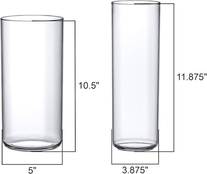 Amazing Abby - Viola Alta - Plastic Cylinder Vases (6-Piece Set), Acrylic Flower Vases for Wedding Centerpieces, Home Decorations, Office Ornaments, Shatter-Proof, 10" + 12" (H) (Not Glass)